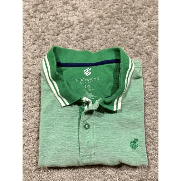 Rocawear Classic Polo Shirt Men's SZ 3XL Green Embroidered Logo - Picture 10 of 10